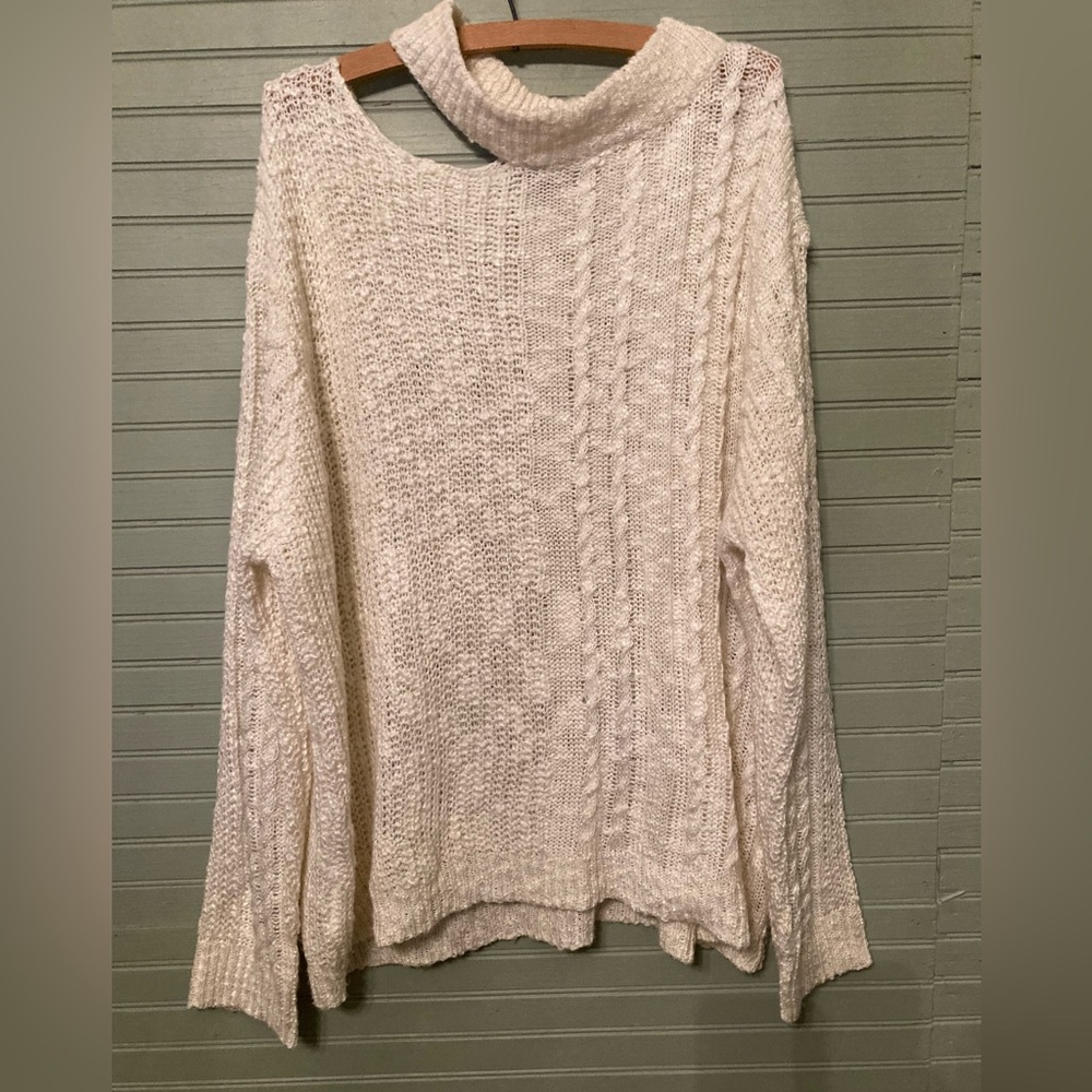 COZY Casual woven off white boutique sweater sz 2XL